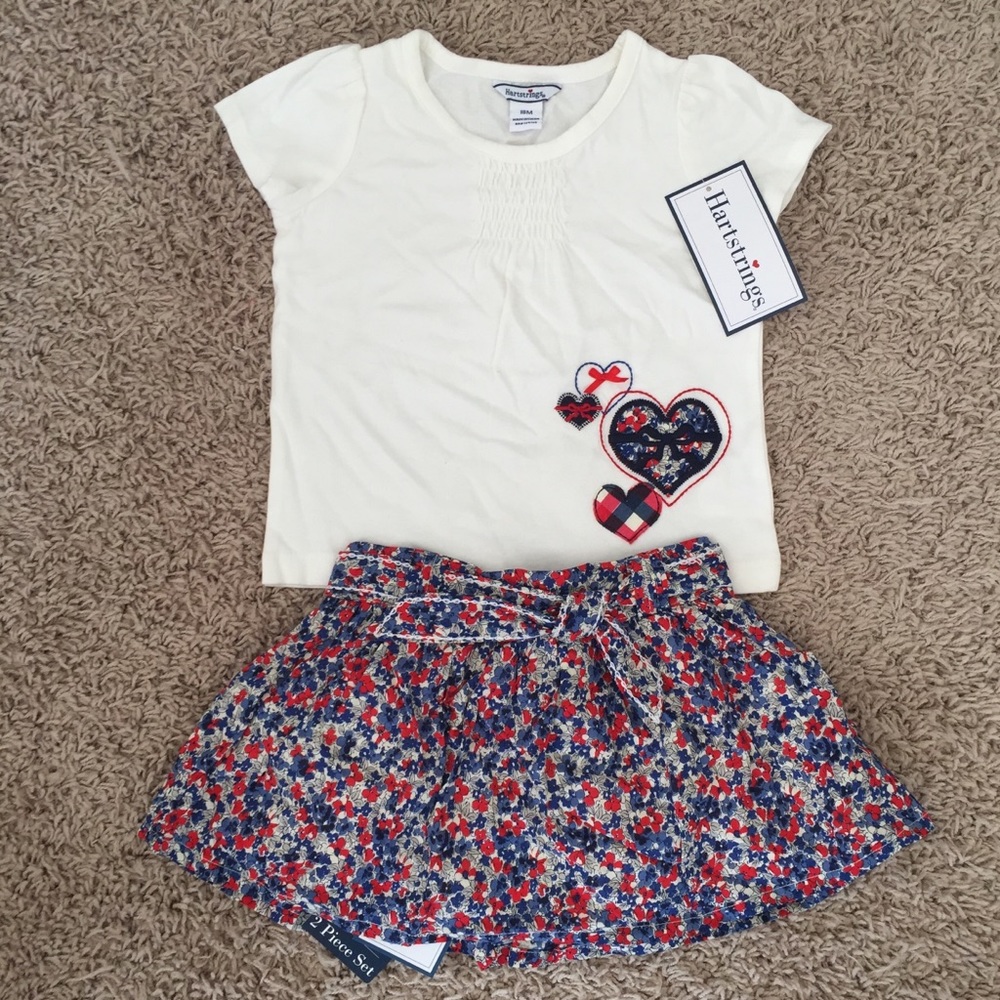 NWT HARTSTRINGS MATCHING SKIRT SET SHORT SLEEVE